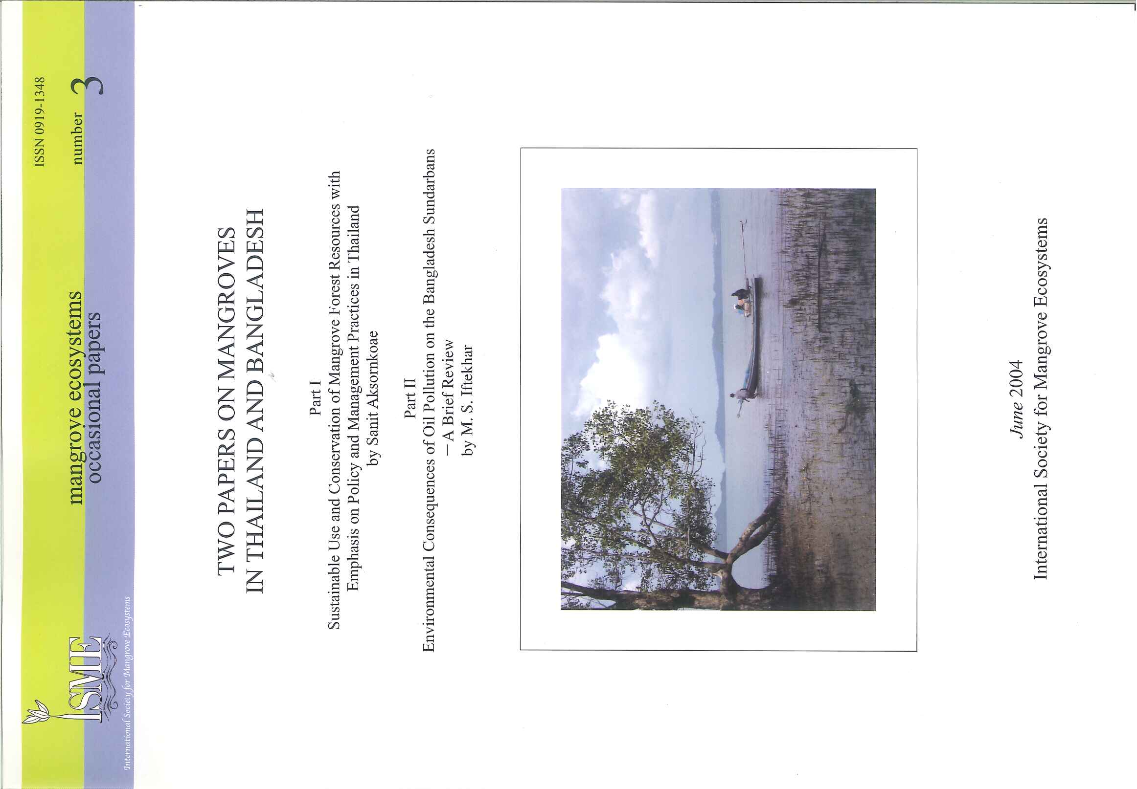ISME Mangrove Ecosystems Occasional Papers No.3 -Two Papers on Mangroves in Thailand and Bangladesh